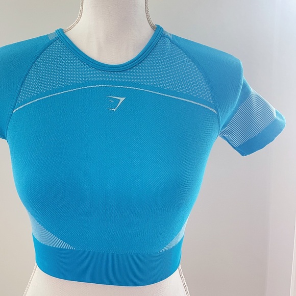 Gymshark Blue Cropped Gym Tank - Picture 2 of 11
